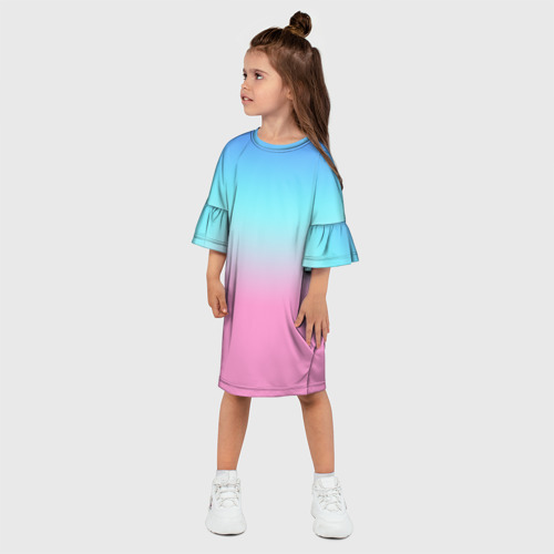 Детское платье 3D с принтом Синий и голубо-розовый градиент, фото на моделе #1