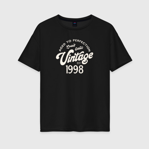 Женская футболка хлопок Oversize 1998 год - выдержанный до совершенства, цвет черный