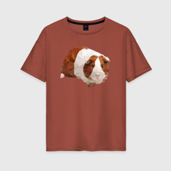 Женская футболка хлопок Oversize Морская свинка в полигональном стиле