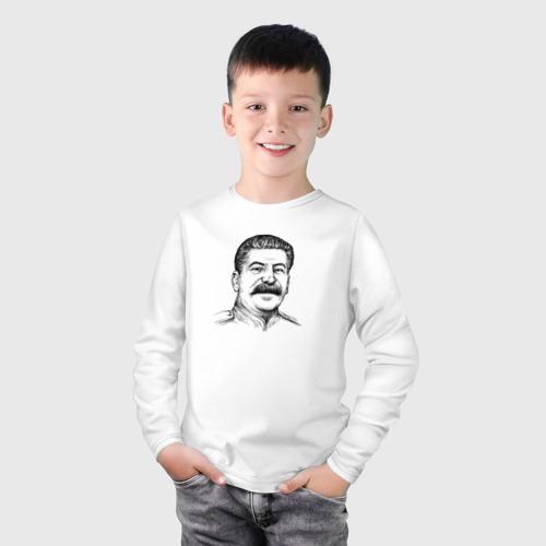 Детский лонгслив хлопок Сталин улыбается, цвет белый - фото 3