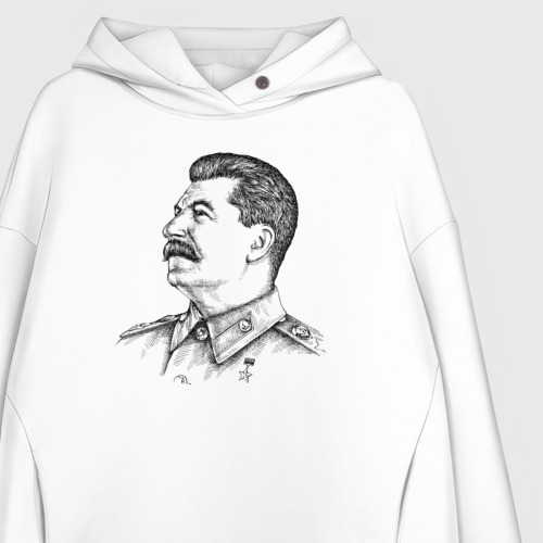 Женское худи Oversize хлопок Профиль Сталина, цвет белый - фото 3