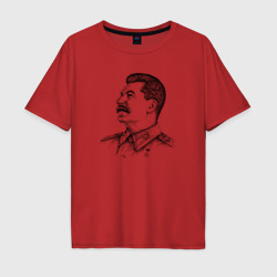Профиль Сталина – Футболка оверсайз из хлопка с принтом купить со скидкой в -16%