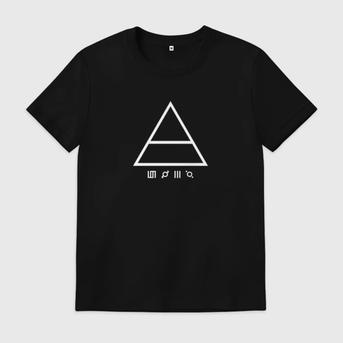 Мужская футболка хлопок с принтом 30 Seconds to mars логотип треугольник, вид спереди #2