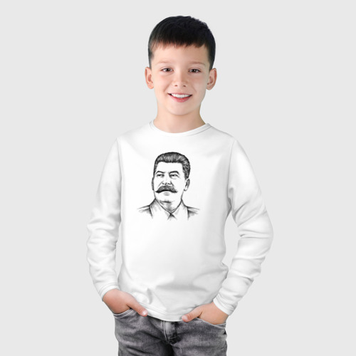 Детский лонгслив хлопок Сталин анфас, цвет белый - фото 3