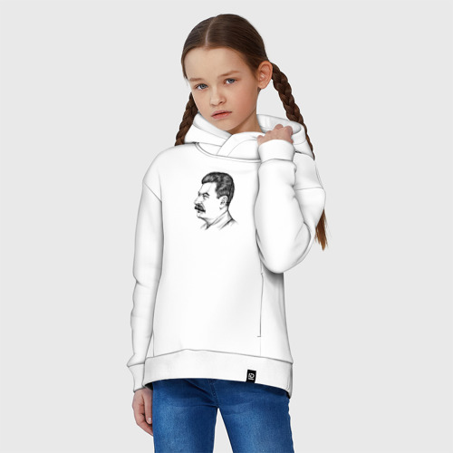 Детское худи Oversize хлопок Сталин в профиль, цвет белый - фото 3
