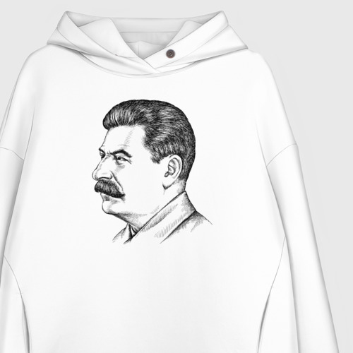 Женское худи Oversize хлопок Сталин в профиль, цвет белый - фото 3