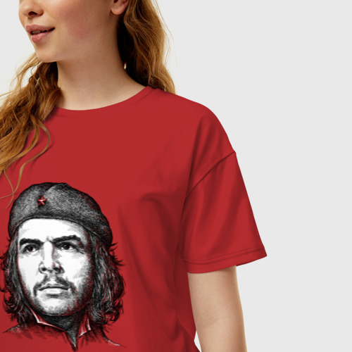 Женская футболка хлопок Oversize с принтом Че Гевара портрет, фото на моделе #1