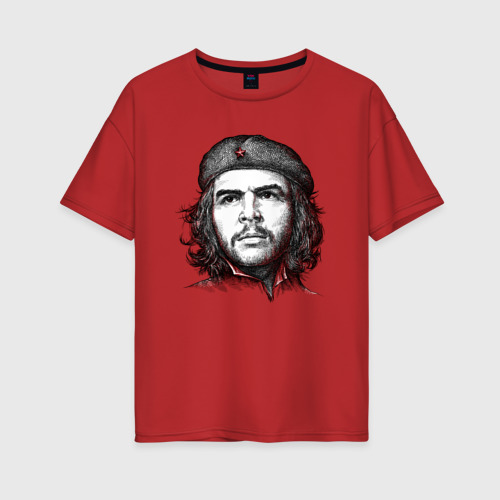 Женская футболка хлопок Oversize с принтом Че Гевара портрет, вид спереди #2