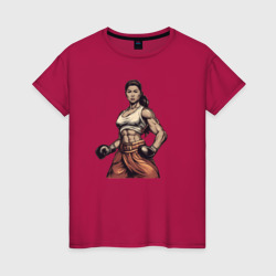 Любовь и кикбоксинг – Женская футболка хлопок с принтом купить