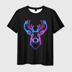 Мужская футболка 3D Фиолетовый неоновый олень 