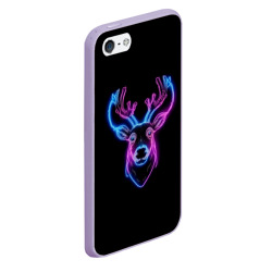 Чехол для iPhone 5/5S матовый Фиолетовый неоновый олень  - фото 2