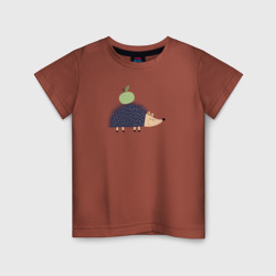 Ёжик с зеленым яблоком – Детская футболка хлопок с принтом купить со скидкой в -20%