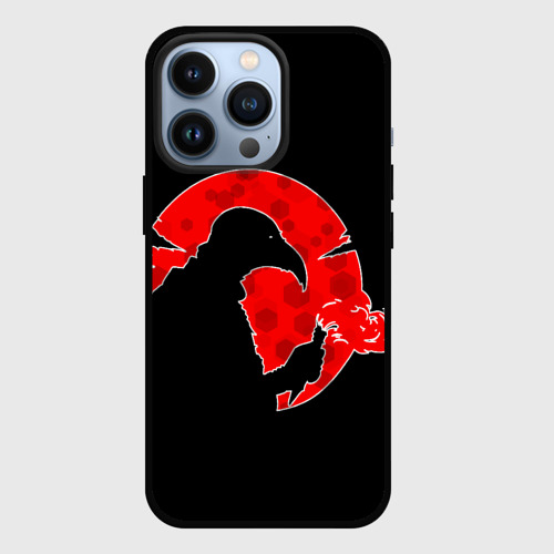 Чехол для iPhone 13 Pro с принтом Чумной доктор и красная луна, вид спереди #2