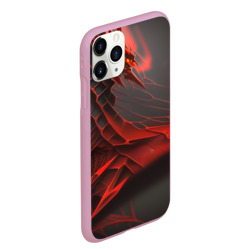 Чехол для iPhone 11 Pro Max матовый Красная сеть на чёрном фоне - фото 2
