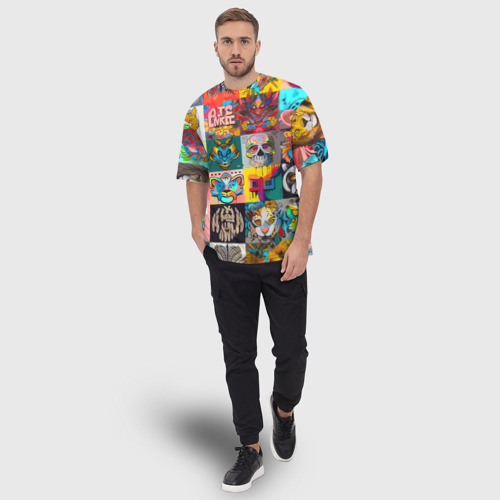 Мужская футболка oversize 3D Всякая всячина - пэчворк, цвет 3D печать - фото 5