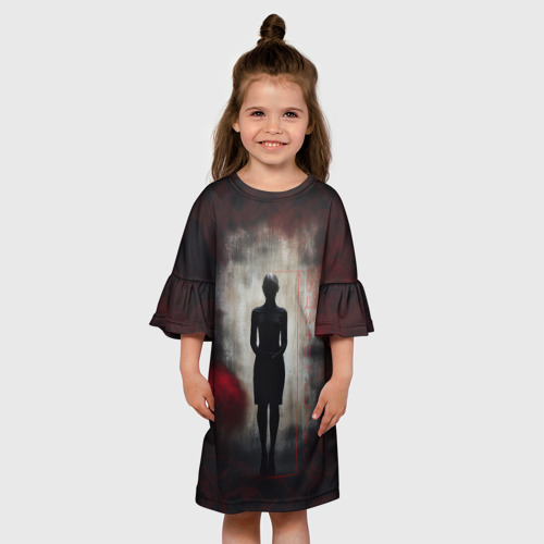 Детское платье 3D с принтом Одинокая девушка в тени, вид сбоку #3