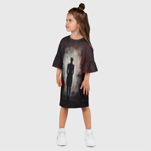 Детское платье 3D с принтом Одинокая девушка в тени, фото на моделе #1