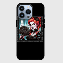 Чехол для iPhone 13 Pro Нейросеть - готическая ведьма с чёрными розами