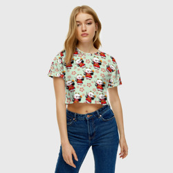 Женская футболка Crop-top 3D Котейка в кимоно - фото 2