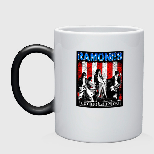 Кружка хамелеон Ramones hey ho let's go, цвет белый + черный