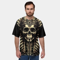 Мужская футболка oversize 3D Золотой череп Египетского фараона - фото 2