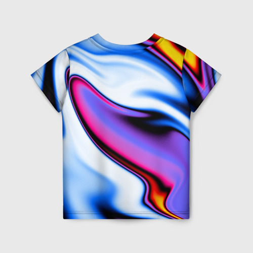 Детская футболка 3D с принтом Яркая цветная волна, вид сзади #1