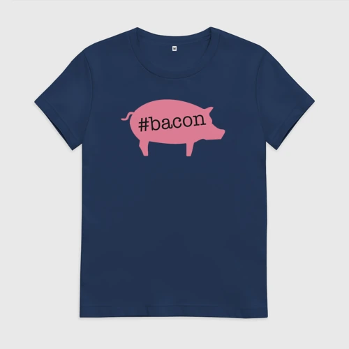 Женская футболка хлопок с принтом Бекон, вид спереди #2