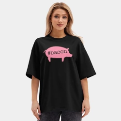 Женская футболка Oversize хлопок premium Бекон - фото 2