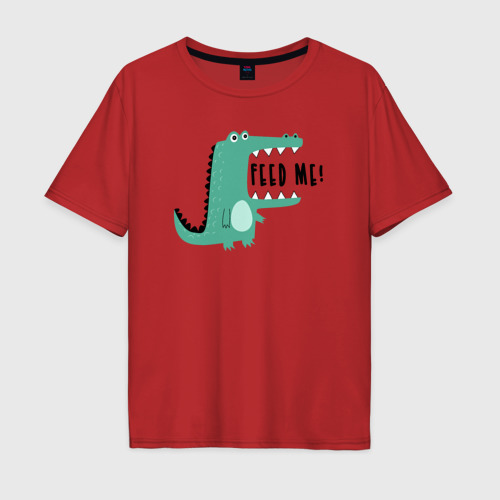 Мужская футболка хлопок Oversize с принтом Голодный крокодильчик, вид спереди #2