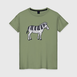 Пианиновая зебра – Женская футболка хлопок с принтом купить со скидкой в -20%