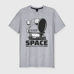 Мужская футболка хлопок Slim Космическая экспедиция лунохода