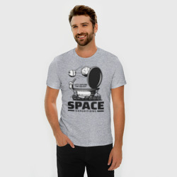 Мужская футболка хлопок Slim Космическая экспедиция лунохода - фото 2