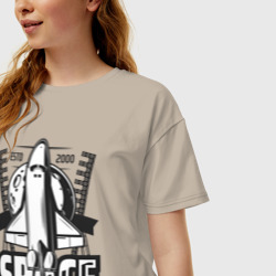 Женская футболка хлопок Oversize Космическое приключение шаттла - фото 2