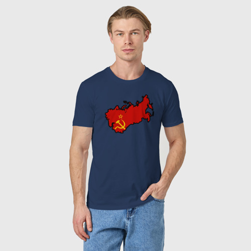 Мужская футболка хлопок с принтом Карта СССР, фото на моделе #1