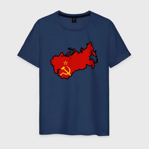 Мужская футболка хлопок с принтом Карта СССР, вид спереди #2