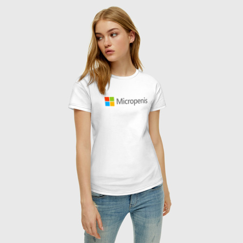 Женская футболка хлопок Микропенис, цвет белый - фото 3
