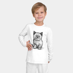 Детская пижама с лонгсливом хлопок Сиамский котенок сидит - фото 2