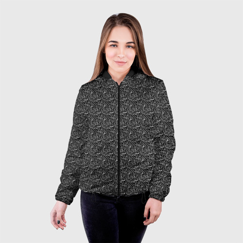 Женская куртка 3D Ажурный чёрно-белый, цвет черный - фото 3