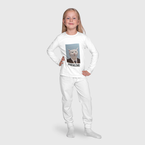 Детская пижама с лонгсливом хлопок с принтом Приемлемо - кот мем в живописи, фото #4