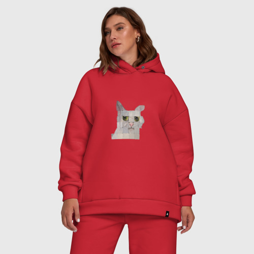 Женский костюм хлопок Oversize с принтом Pixel cat, фото #5