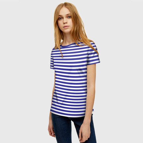 Женская футболка 3D Тельняшка моряка, цвет 3D печать - фото 3