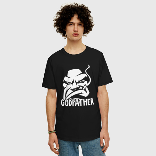 Мужская футболка хлопок Oversize Крёстный папа, цвет черный - фото 3