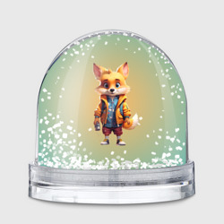 Игрушка Снежный шар Лисенок с фонариком