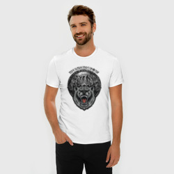 Мужская футболка хлопок Slim Суровый медведь в символике с топорами - фото 2