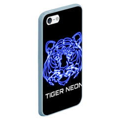 Чехол для iPhone 5/5S матовый Tiger neon art - фото 2