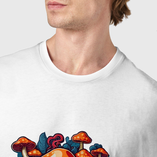 Мужская футболка хлопок Сказочные грибы, цвет белый - фото 6