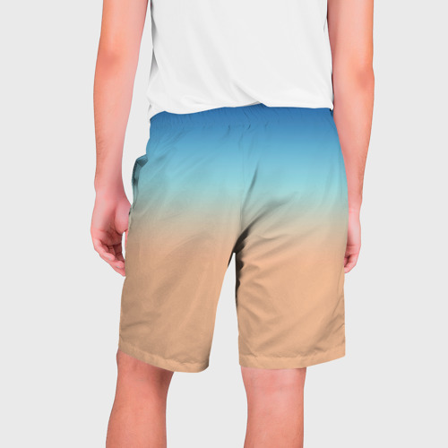 Мужские шорты 3D с принтом Сине-бежевый градиент, вид сзади #1