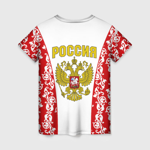 Женская футболка 3D с принтом Сборная России с узором, вид сзади #1
