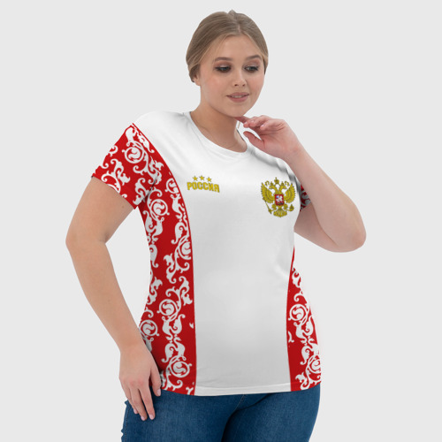 Женская футболка 3D с принтом Сборная России с узором, фото #4