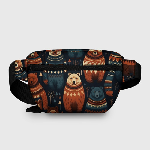 Поясная сумка 3D с принтом Медведи индейцы, вид сзади #1